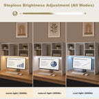 Desktop Bookshelf Organizer for College Dorm, Desk Hutch with LED Light Strip, White - Image 4