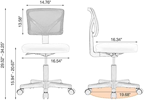 Sweetcrispy Small Armless Desk Chair, Mesh Rolling Office Chairs - Image 2