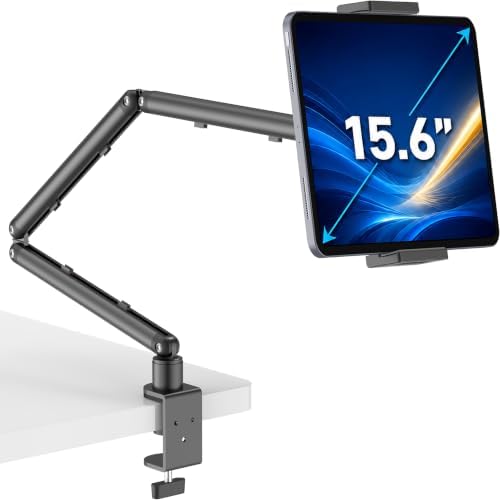 iPad Holder For Desk, Adjustable Tablet Arm iPad Desk Mount with C-Clamp by TeQable