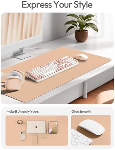 YSAGi Leather Desk Protector, Office Mat, Large Mouse Mat, Non-Slip PU Leather Blotter, Laptop Desk Mat, Waterproof Writing Pad for Office and Home (Latte, 47.2" x 23.21") - Image 2