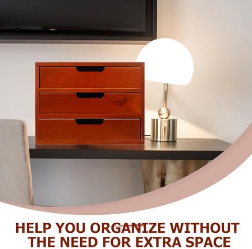 Wooden Desktop Storage Organizer with Three-layer Drawers for Desks - Image 4