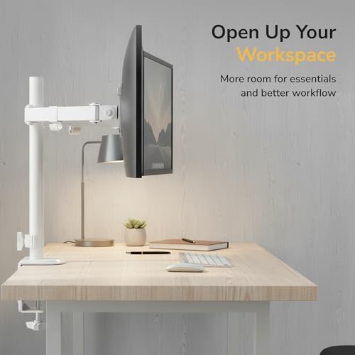 Mount-It Dual Monitor Mount Arm for Desk, Full Motion White Steel 17-32 in - Image 2