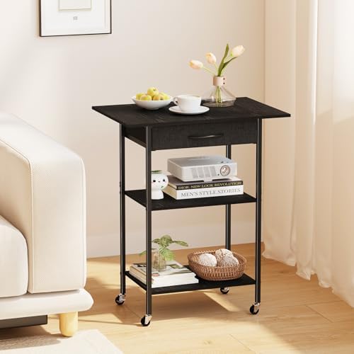 Arbuxzuy 3-Tier Printer Stand, Printer Table with Fabric Drawer, Industrial Printer Storage Cart with Wheels, Rolling Printer Stand for Heat Press Scanner Fax, Black - Image 7