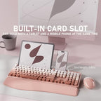 UBOTIE Wireless Keyboard and Mouse Combo, Phone Holder (Peach) - Image 2