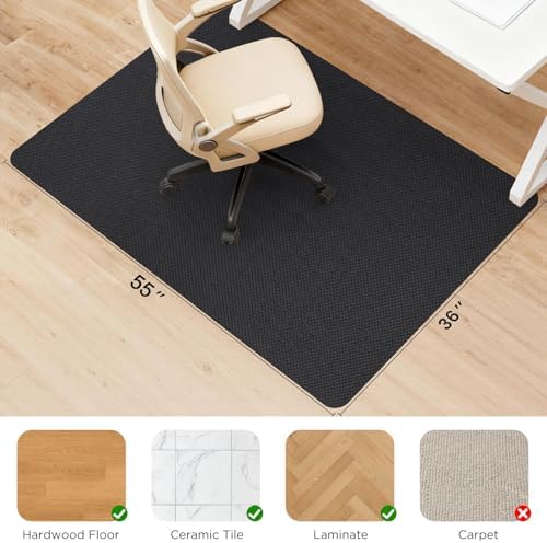 Sycoodeal Chair Mat,36" x 55" Office Chair Mat for Hardwood and Tile Floor, Heavy Duty Floor Protector for Rolling Chairs,Non-Slip,Computer Mat for Home Office(Black) - Image 2