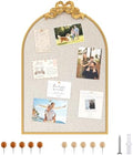 Vintage Gold Linen Cork Board, 24“X36” Arched Bulletin Board with Bow by TopCity
