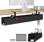 KEEGH Large No Drill Under Desk Cable Management Tray 36 in, Black by KEEGH
