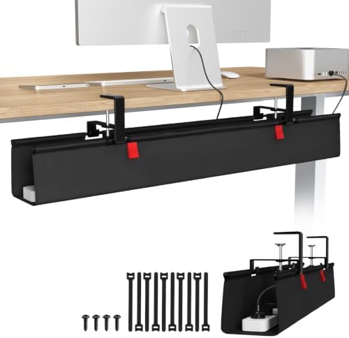 KEEGH Large No Drill Under Desk Cable Management Tray 36 in, Black by KEEGH