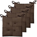 Office Stacking Chair Cushions 4 Pack, Corduroy High Density Foam Kitchen Seat Cushions with Ties, Square 17" x 17" Indoor Non-Slip Dining Chair Pads, Brown, 4pcs by Zalvox
