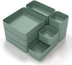CHANCETSUI 11-Piece Stackable Drawer Organizer Set, Multi-size Desk Drawer Organizer Trays Vanity Storage Bins for Storing Makeup, Stationery, Utensils in Bathroom Dresser, Office and Kitchen by CHANCETSUI