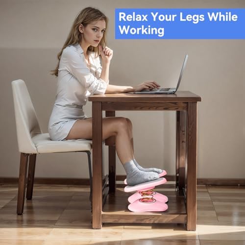 Foot Rest Under Desk ，Ergonomic Foot Stool Under Office Desk - Rocking for Fidgeters，Effectively Relaxes The Leg Muscles，Detachable and Easy to Assemble，2 Pieces Pink - Image 2