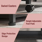 VENNQD Large Printer Stand with Storage Fabric Drawer Under Desk Printer Table with Wheels for Home Office, Printer Cart fit Fax Machine Scanner 23.4"x15.7" (Black, 2 Tiers) - Image 7
