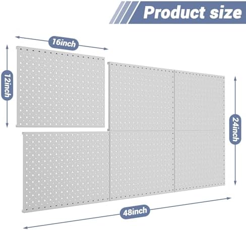 WALMANN 6-Pack 12"x16" Pegboard Panels for Garage, Tool Organizer Pegboards - Image 3