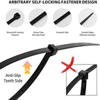 Zip Ties Assorted Sizes(4”+6”+8”+12”), 2000 Pack,Black Cable Ties,Multi-Purpose Self-Locking Nylon Cable Cord Management,Plastic Wire Ties for indoor and outdoor use. - Image 2