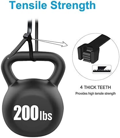 Long Zip Ties Heavy Duty 24 inch, Large Zip Ties with 200 lbs Tensile Strength, Big Cable Ties, Black, 250 Pack, by GAIIAN - Image 4