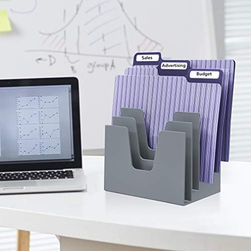 Acrimet 5 Section Incline File Sorter Organizer, Desktop Mail Holder Silver - Image 2