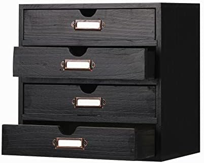Small Wooden Drawers Wooden Box with Drawer Black by PACKGILO