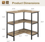 VECELO Corner Cabinet Table with 3 Tier Open Shelf, Multipurpose Display Organizer Storage Stand, for Small Space Living Room Home Office Kitchen,Oak Grey - Image 2