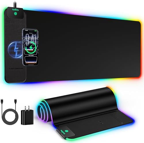 15W Wireless Charging RGB Gaming Mouse Pad with 20W Adapter, 31.5"x11.8" by ExtreLife