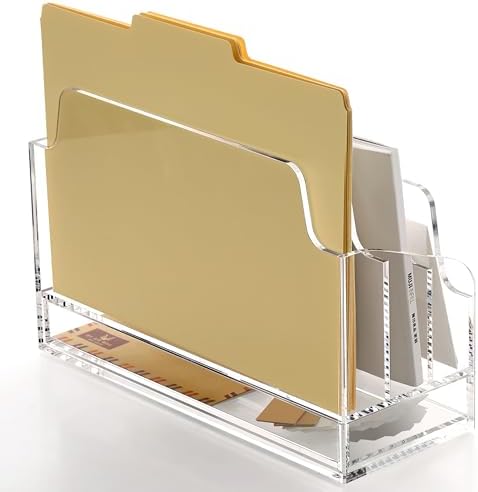SANRUI Clear Desk Organizer Holder with Drawers, Acrylic File Mail Sorter - Image 5