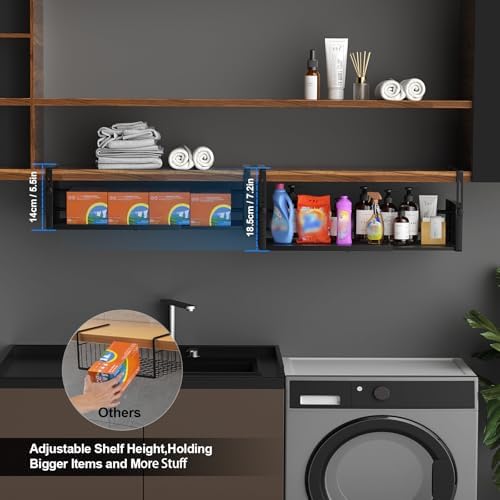 AmonHouseware 2Pack Expandable Under Shelf Storage Basket Organizer,Black - Image 4