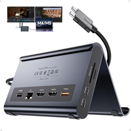 MacBook Docking Station Dual Monitor 4K@60Hz, PD100W, Audio for Home Office by PULWTOP