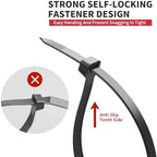 BethTie 8 Inch Black Zip Ties Heavy Duty 500 Pcs, 120 LBS Cable Ties - Image 3