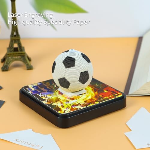 3D Calendar 2027,Creative Time Piece Calendar 2027 Desk Calendar,Soccer Ball Paper Carving Art Tear Away Calendar 3D Memo Pad DIY Christmas Gift - Image 4