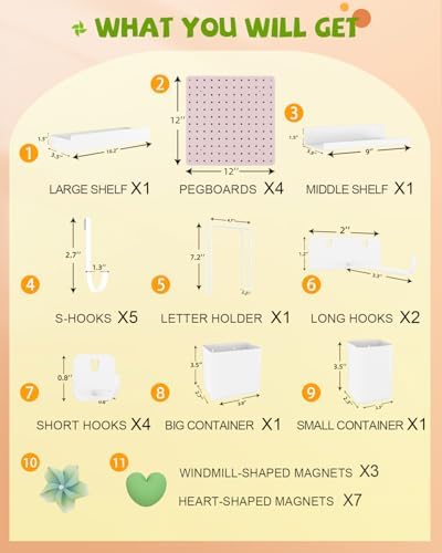 Metal Pegboard Combination Kit 4 Pack Peg Board and 26 Accessories - Image 3