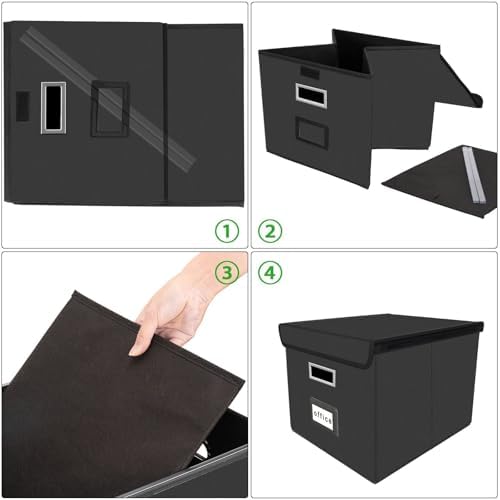 File Organizer Box with Lids, Collapsible File Folder Organizer - Image 6