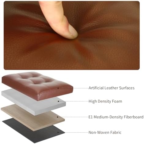 Storage Ottoman, Small Folding Foot Stools Ottoman for Dorm, Light Brown - Image 6