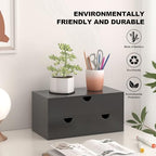 Bamboo Desk Organizer with Drawers Desktop Storage Drawers for Bills Office Supplies Kitchen Utensils Organizing Tool for Home Classroom Organization No Assembly (Black) - Image 4
