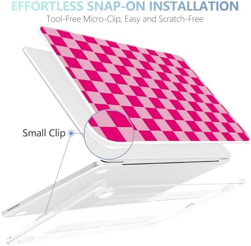 MEEgoodo 4-in-1 Printed Case for MacBook Neo 13 inch 2026 Release Model A3404, Laptop Hard Shell Cases with Keyboard Skin & Screen Protector & Webcam Covers, Rose&Light Pink Checkerboard - Image 4