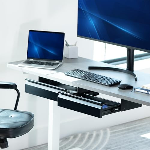 VIVO Black 32 x 9 inch Under Desk Slide Out Drawer Set, DESK-AC03A-2B - Image 4