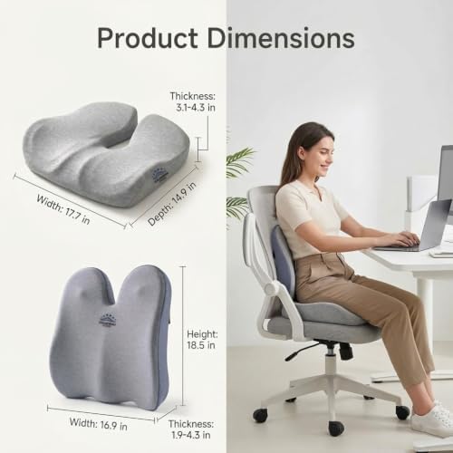 Seat Cushion Lumbar Support Pillow Set with Adjustable Strap - Image 2