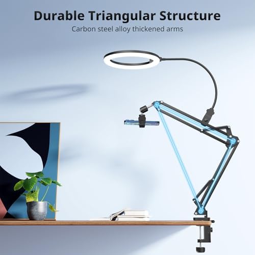 UBeesize 10" Ring Light with Overhead Phone Mount for Content Creation - Image 4