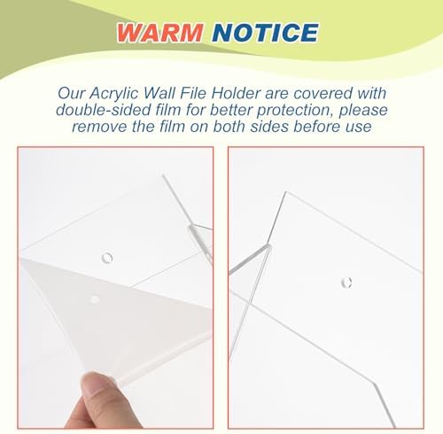 Feifeiya 2 Pcs Clear Acrylic File Holder Wall Mount, 14"x8.3"x1.2" - Image 2
