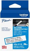 Brother HSe211E ~1/5in (5.28mm) Black on White Heat Shrink Tube, 3:1 Electrical Shrink Wrap Labeling Tape for AWG 16-24, 4.9 ft (1.5m) Cassette for P-Touch Industrial Heat Shrink Label Printers by Unknown