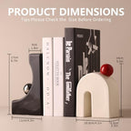 Glossy Ceramic Geometric Bookends, Modern Mid Century Arch & Curved Sculpture Book Stoppers, Double Duty Decoration Book Ends Decorative Book Holders for Shelf Tabletop, Minimalist Boho Home Gift - Image 3