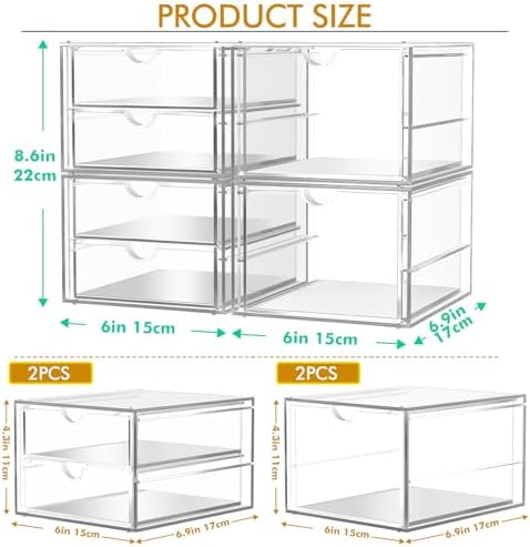 caktraie Acrylic 6-Drawer Office & Makeup Storage Organizer,Desk - Image 3