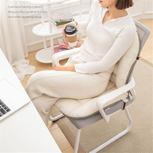 Plush Desk Chair Cushion with Ties Non-Slip Office Chair Cushions with High Back Soft Pink Seat Cushion Cute for Gamer Dorm Desk Chair (Light Gray) - Image 4