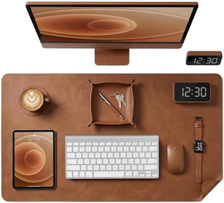 LL LEATHER LOVERS Leather Desk Mat, 19" x 30" Antique Brown, Desk Mouse Pads on Top of Desks, Non Slip Top Grain Leather Desk Blotter, Laptop Desk Mat, Desk Writing Pad for Office and Home by LLLEATHERLOVERS