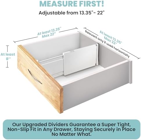 RAPTUROUS White Expandable Drawer Dividers (8" Tall, 13"-22" Long, 4 Pack - White) - Image 2
