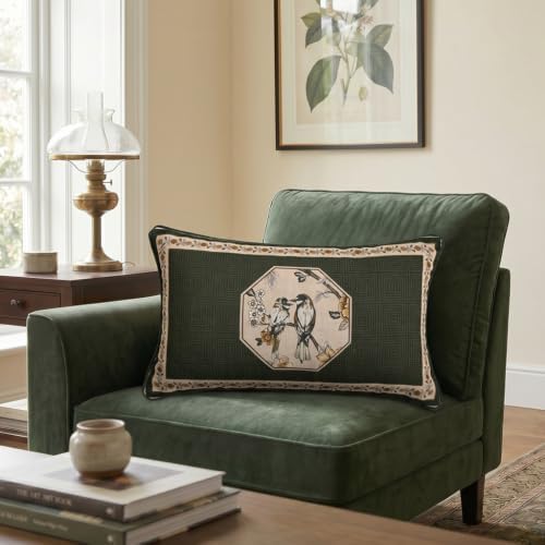 ISAENNE Vintage Linen Rectangle Throw Pillow Cover,Set of 2,20"x12"-Murad E - Image 2