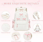 4PCS Bow Backpack for Girls with Insulated Water Bottle - Image 4