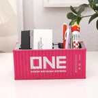 Desk Organizer Office Supplies Multi-function Shipping Container Storage Box Pen/Pencil,Business Name Cards Remote Control Holder Gray, Pen and Pencil Shipping Container Style Holders (Pink) - Image 2