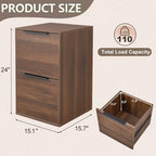 2 Drawer File Cabinets, Wood File Cabinet with Hanging Bar for Letter Size, Modern Farmhouse Under Desk Drawer, Printer Stand Small Filing Cabinets for Home Office, Dark Walnut - Image 3