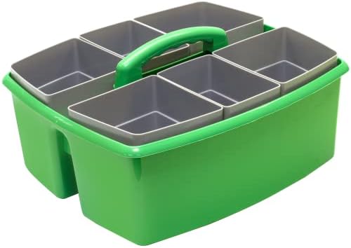 Storex Large Classroom Craft Caddy with Cups, 13 x 11 x 6.575 Inches, Green, Case of 2 (00983A02C) - Image 3