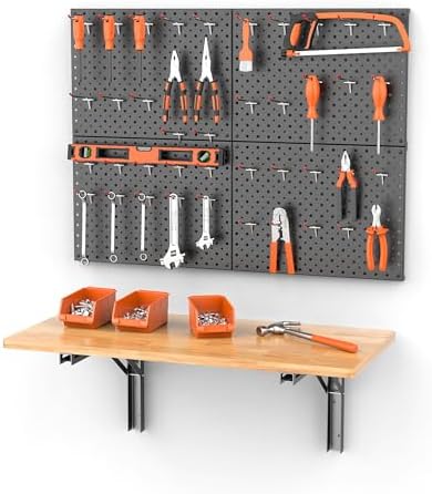 Ultrawall Folding Workbench with Pegboard, Wall Mount Work Table by UltrawallGarageToolsOrganizer