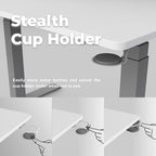 DEZCTOP Desk Cup Holder Under Table Rotation Anti-Spill Swivel Drink Holder Table Edge Cup Holder with Absorbent Cup Pad Water Bottle Stand for PC Gaming Office Desk Fit Most Beverage Cup Sizes, White - Image 3